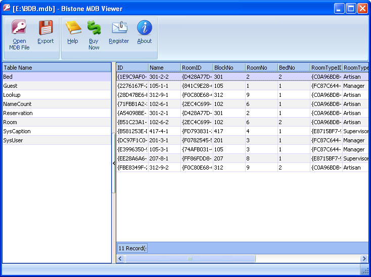 Bistone MDB Viewer ScreenShot